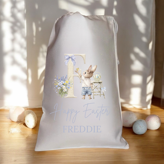 Personalised Easter Bag - Blue Rabbit Design