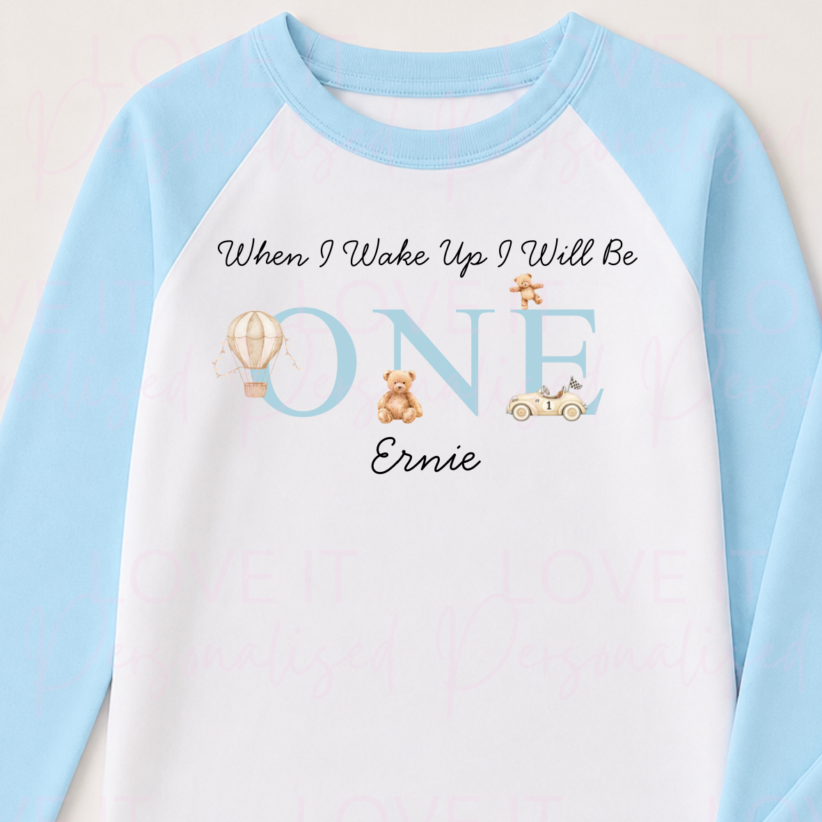 Personalised Birthday Blue Long Sleeve Pyjamas