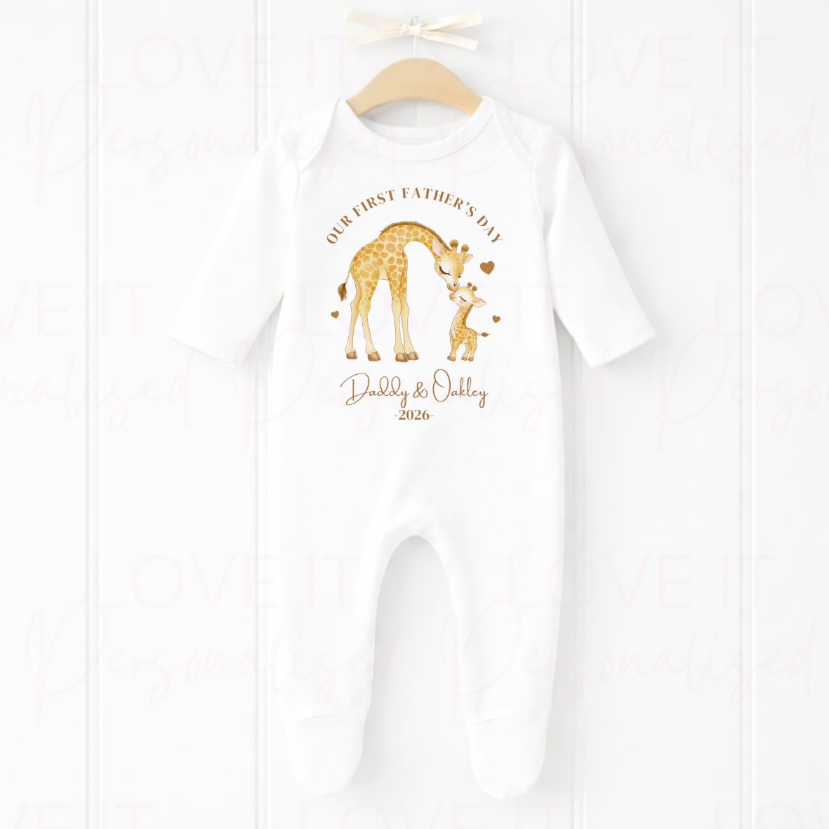 Personalised 1st Father's Day Sleepsuit - Giraffe