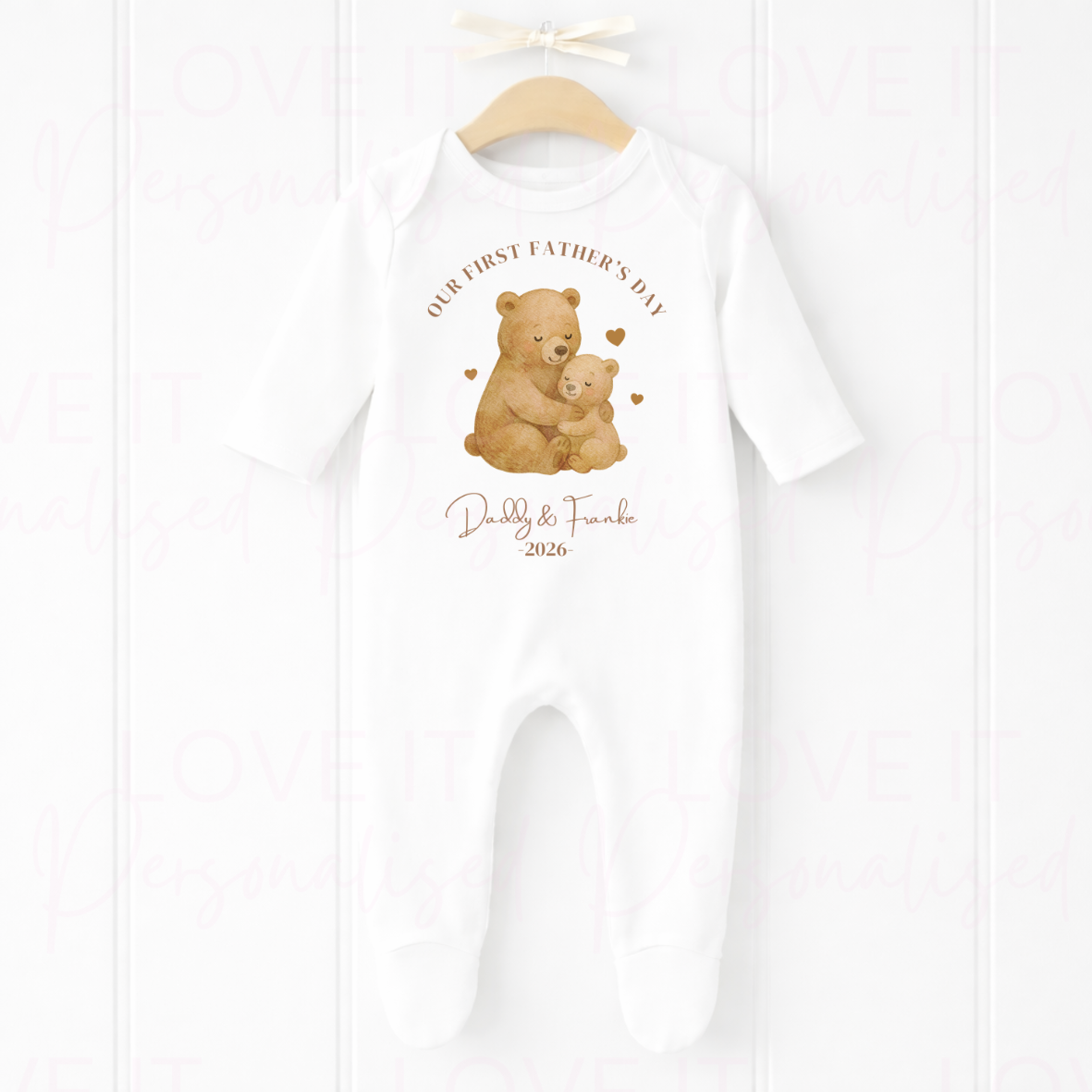 Personalised 1st Father's Day Sleepsuit - Bear