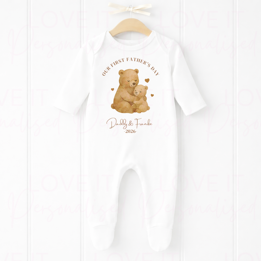 Personalised 1st Father's Day Sleepsuit - Bear