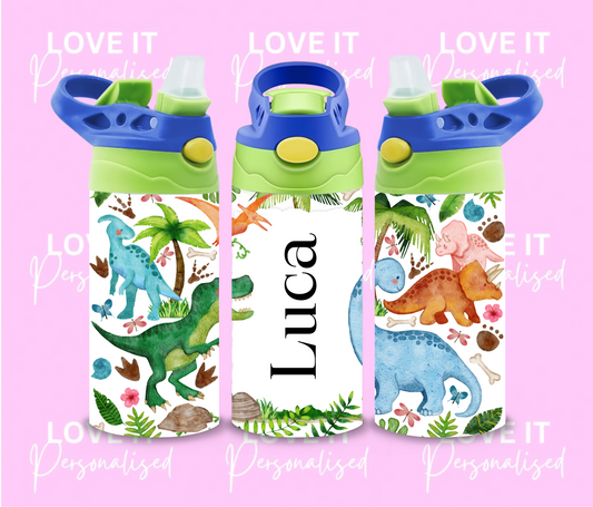 Personalised Dinosaur Children’s Water Bottle (different lid colours)