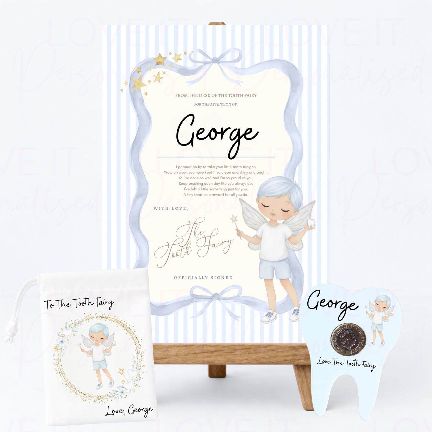 Personalised Tooth Fairy Set - Pink/Blue