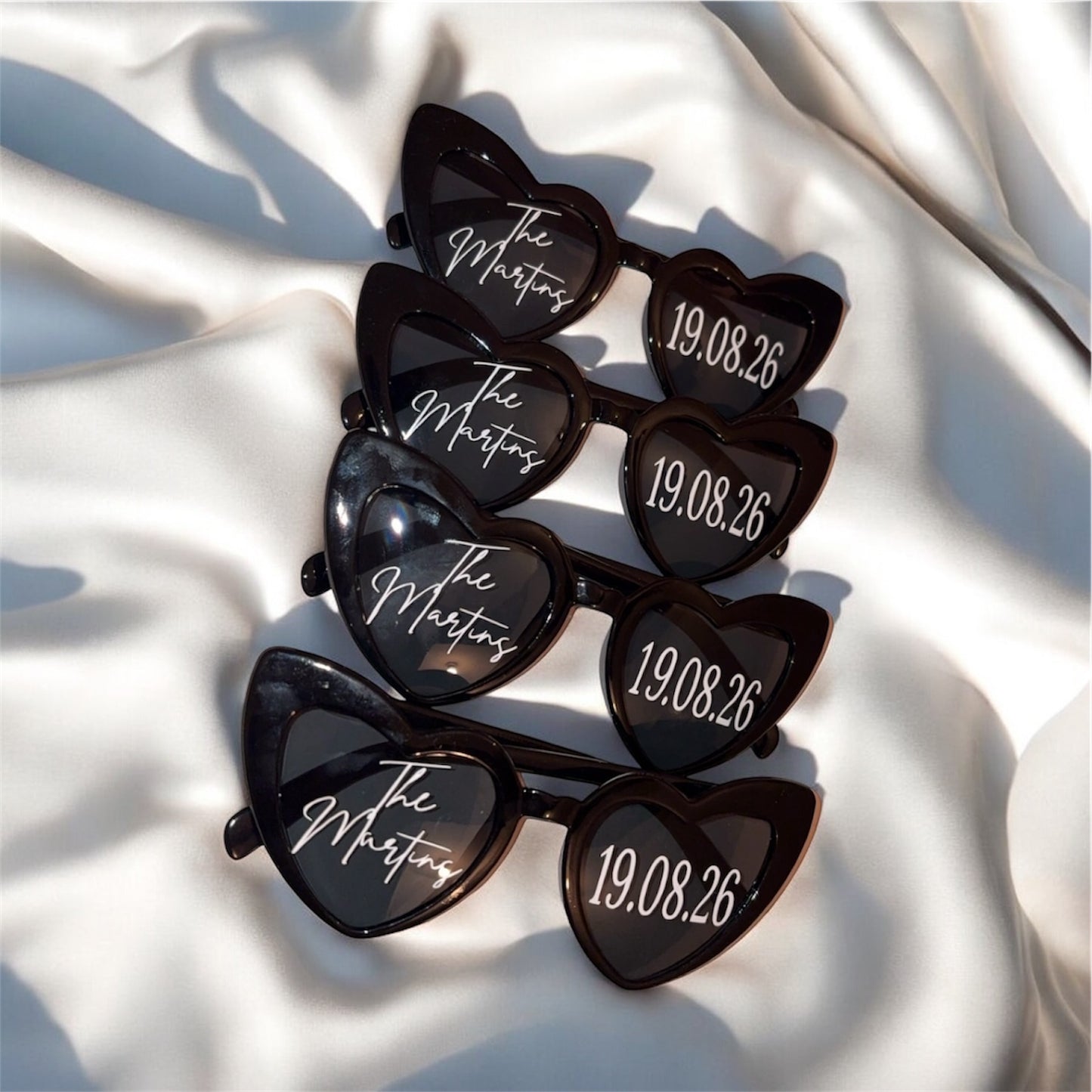 Personalised Wedding Heart Glasses - Black/White