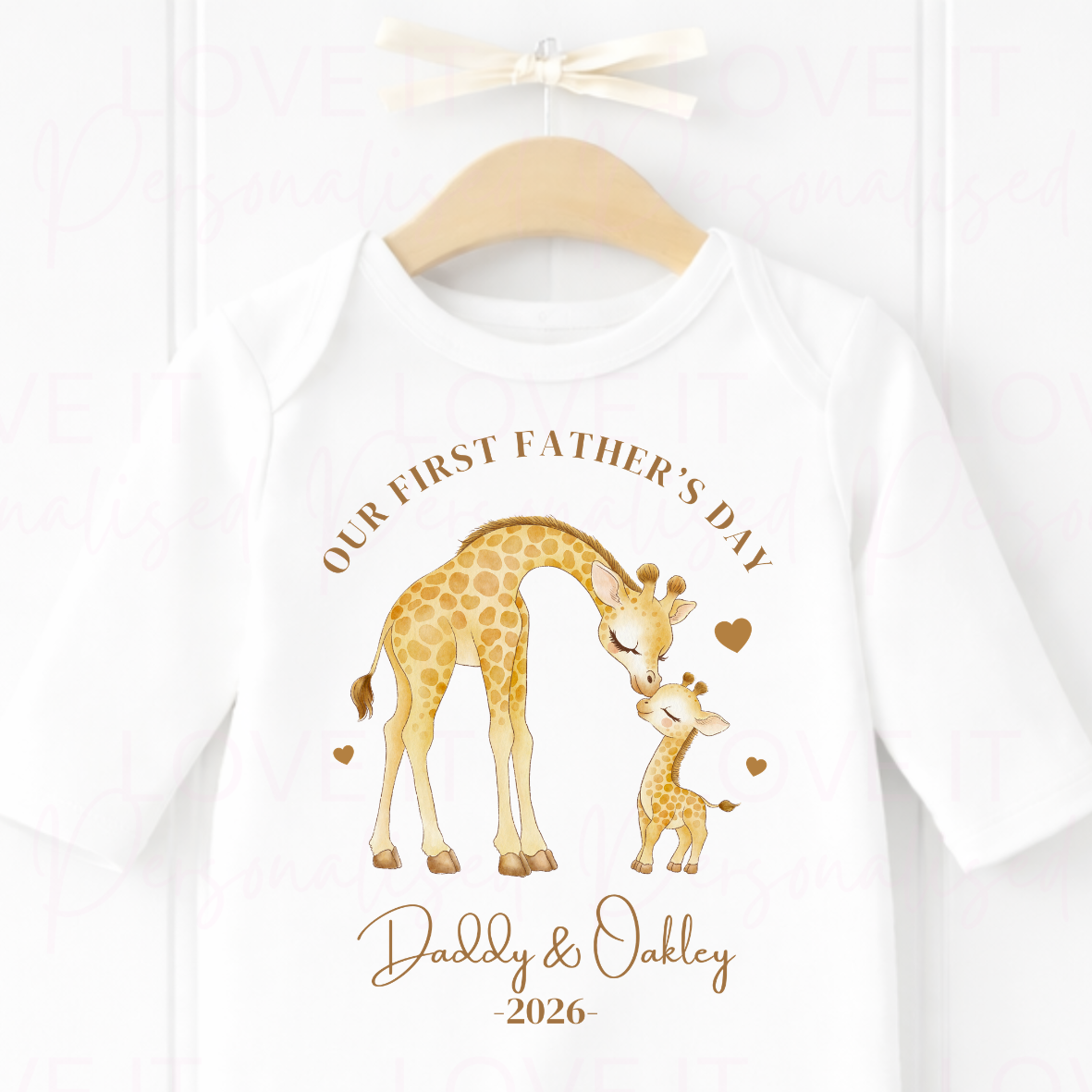 Personalised 1st Father's Day Sleepsuit - Giraffe