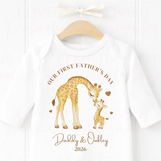 Personalised 1st Father's Day Sleepsuit - Giraffe