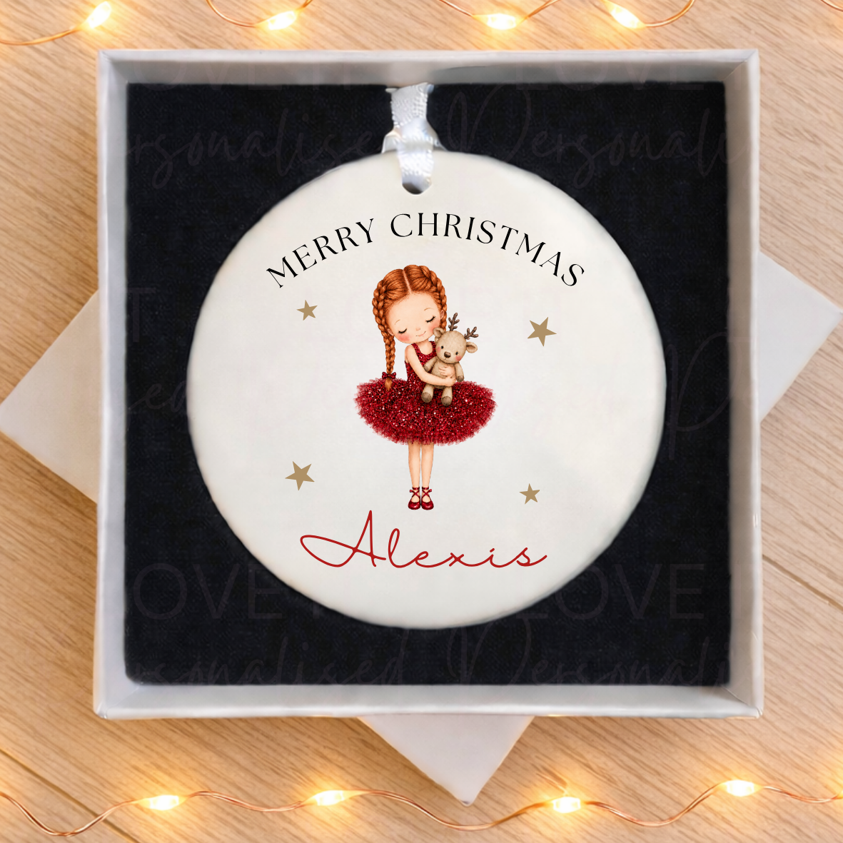 Personalised Girl Christmas Ceramic Ornament