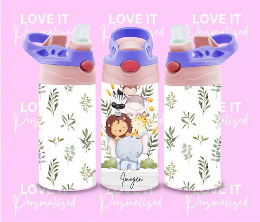 Personalised Children’s Animal Water Bottle (different lid colours)