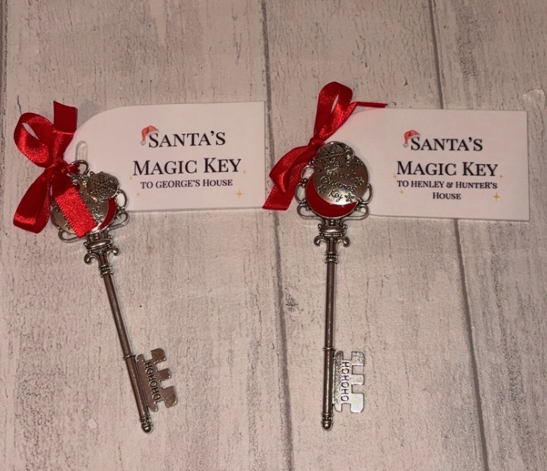 Personalised Metal Santas Lost Key With Acrylic Tag