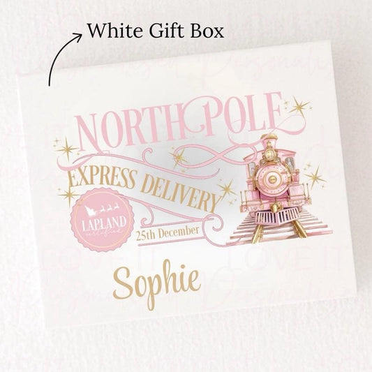 Personalised Christmas Magnetic Gift Box - Pink/Blue Express Delivery Design