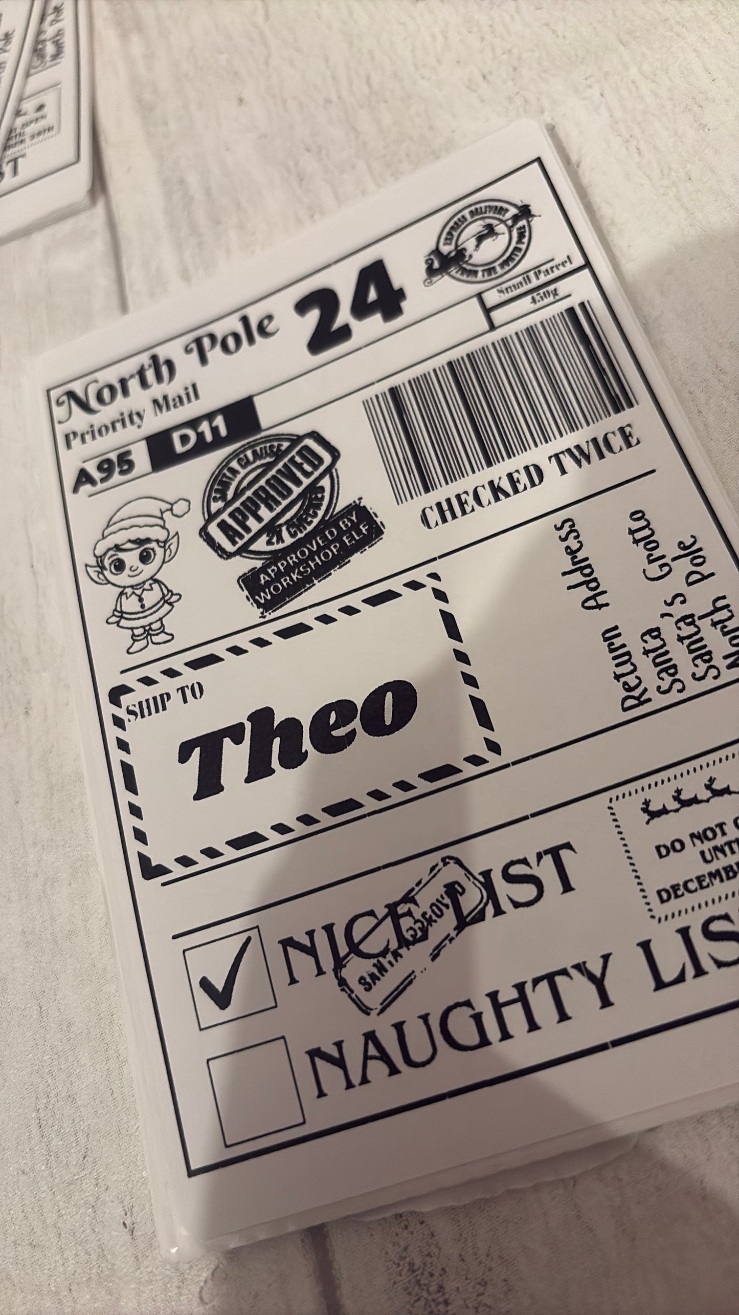 Personalised Christmas North Pole Labels - 15 Pack Nice/Naughty List