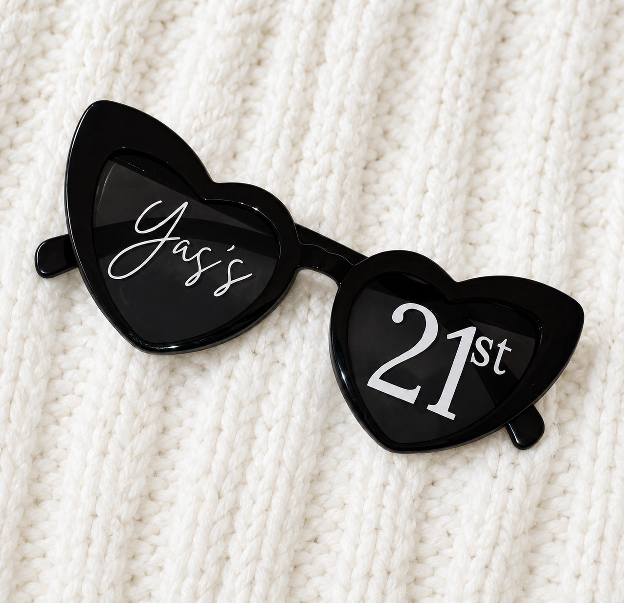 Personalise Birthday Heart Glasses - Black/White/Pink/Sage/Red