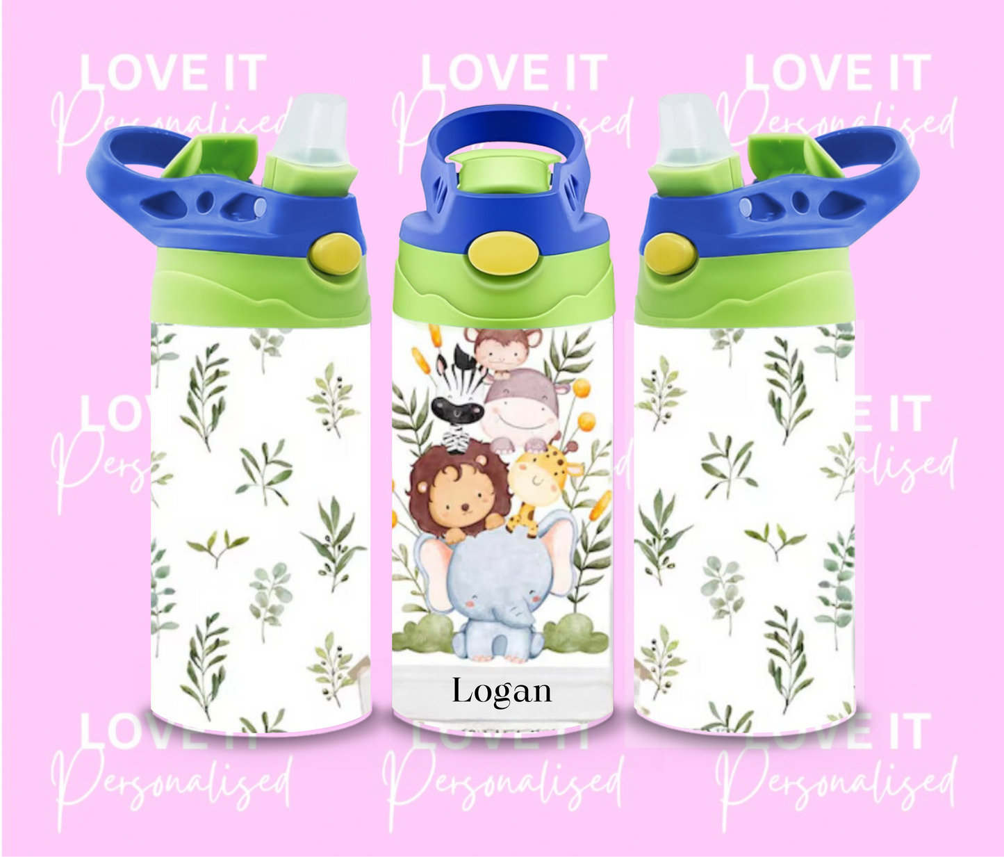 Personalised Children’s Animal Water Bottle (different lid colours)