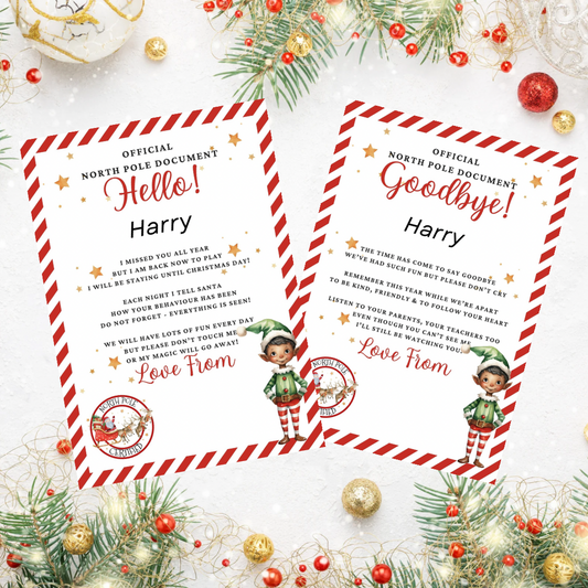 Personalised Boy Elf ‘Hello & Goodbye’ Letters