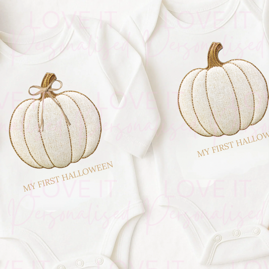 First Halloween Pumpkin Baby Bodysuit - Short/Long Sleeve