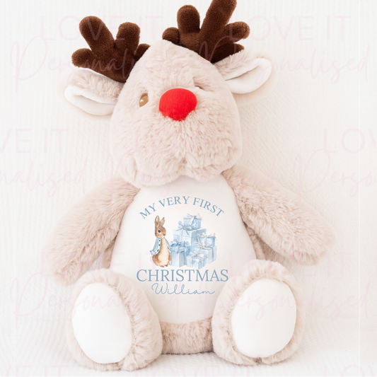 Personalised First Christmas Reindeer Teddy