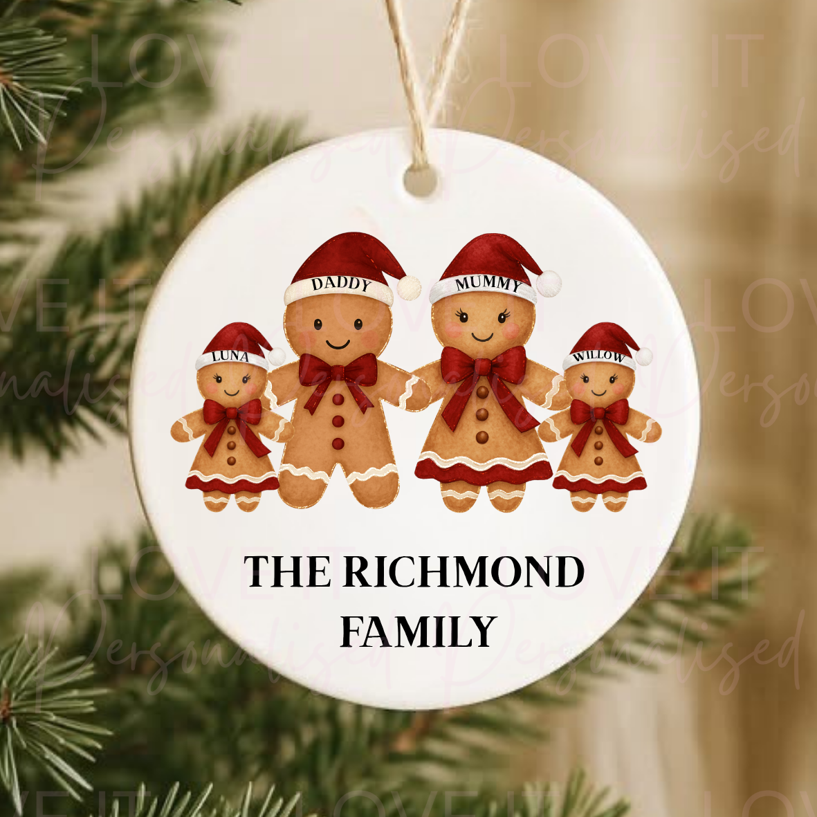 Personalised Ceramic Christmas Ornament - Family Design