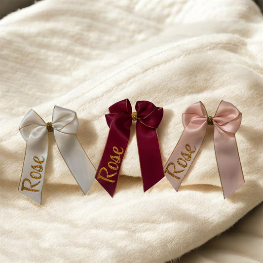 Personalised Glitter Hair Bow - 6 Inch