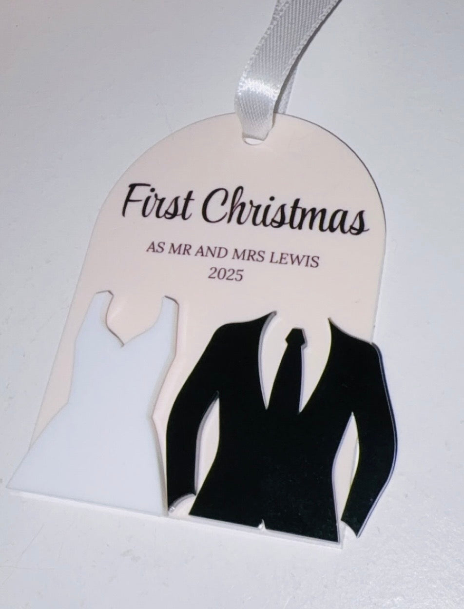 ‘First Christmas As’ Christmas Hanging Tree Decoration/Ornament