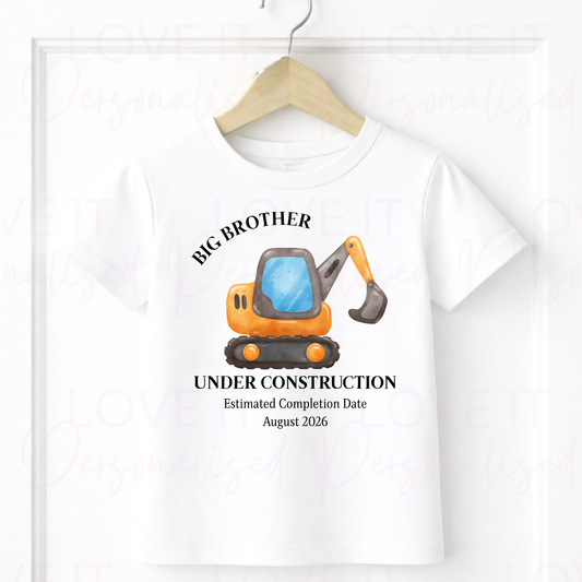 Personalised Big Brother Construction T-shirt - Big Brother Announcement