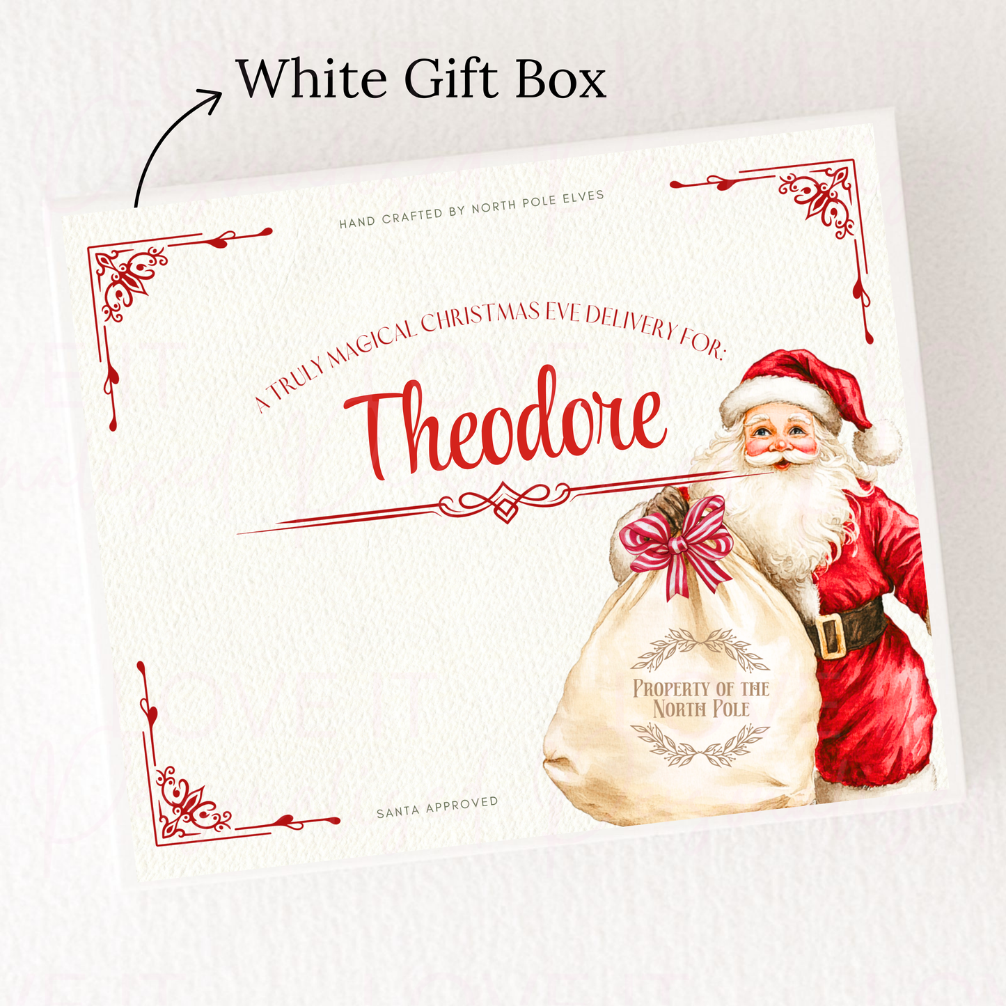 Personalised Christmas Gift/Eve Box - Santa and Sack Design