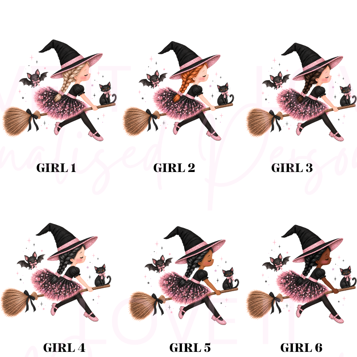 Personalised Children's Pink Witch Halloween Pyjamas