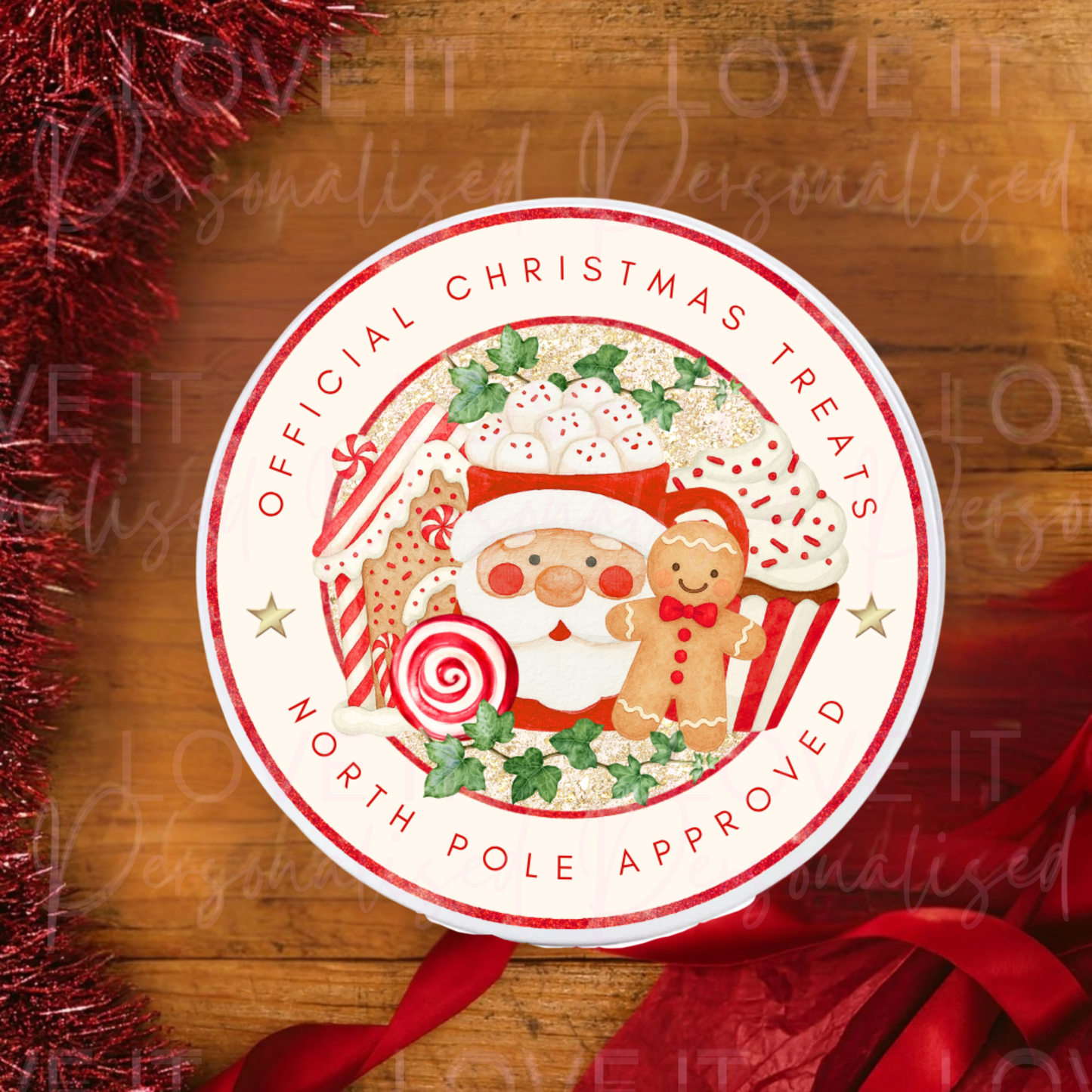 Christmas Treat/Snack Round Metal Tin/Storage - Gift Idea Boxes