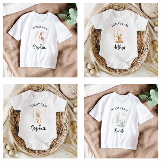 Personalised Animal Children's Birthday Bodysuit/T-Shirt