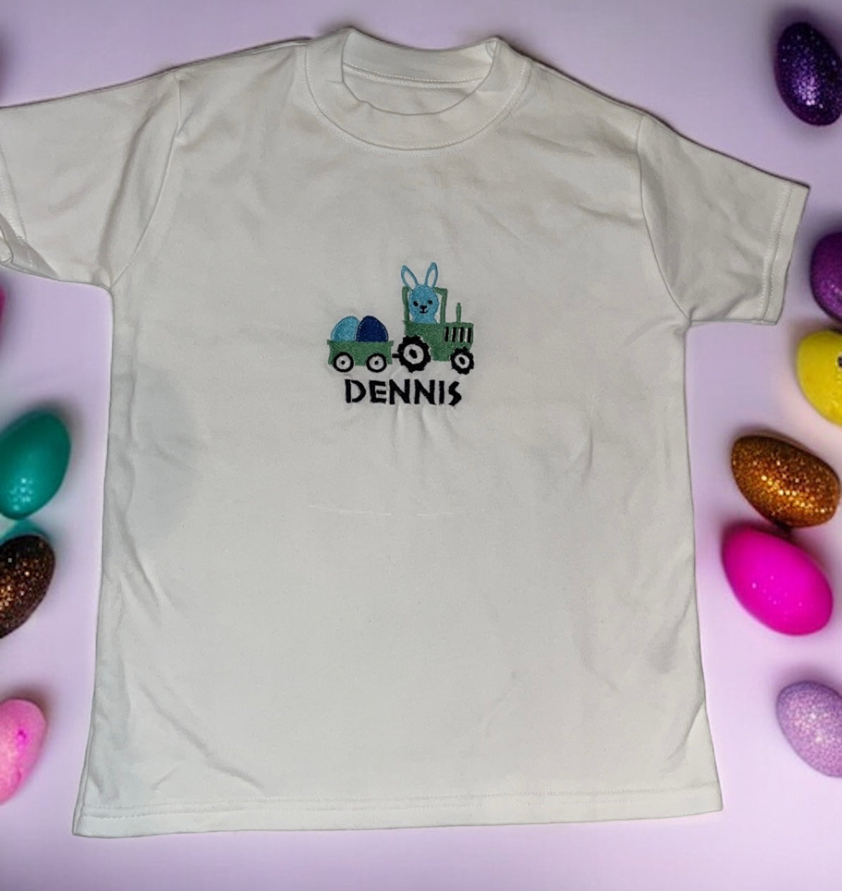 Embroidered Easter Tractor T-shirt