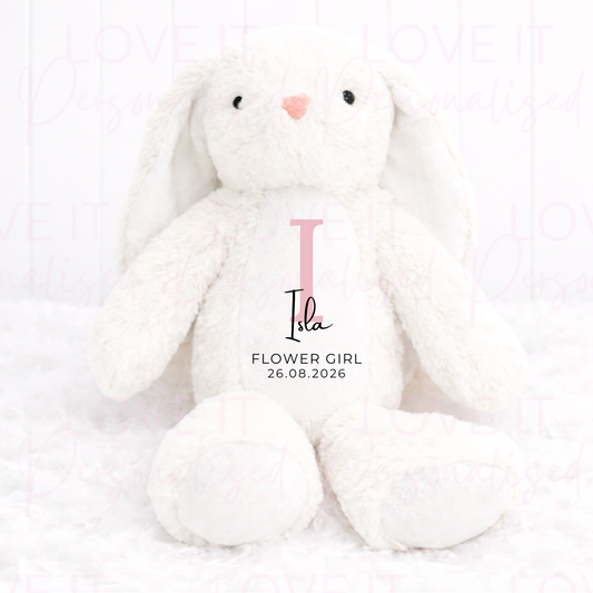 Personalised Flower Girl Bunny Teddy