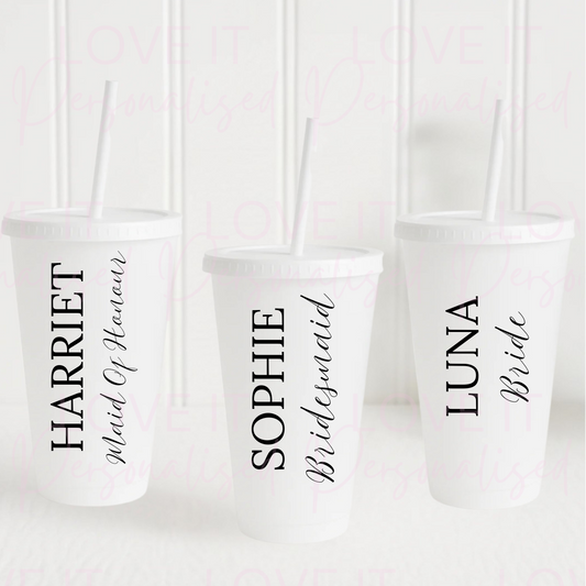 Personalised Wedding 24oz Cold Cup - White/Frosted