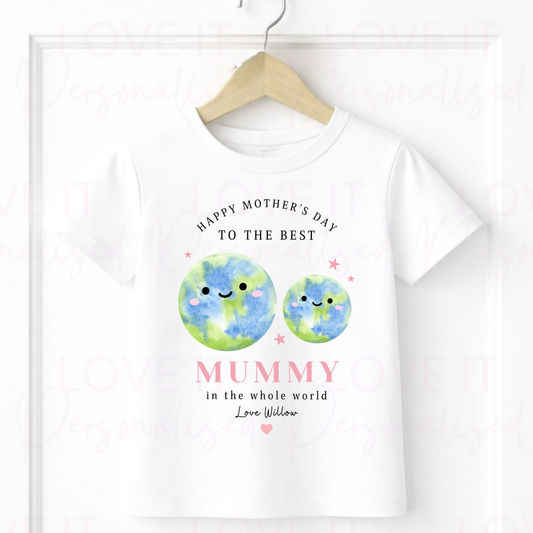Personalised Happy Mother's Day T-shirt - Pink/Blue