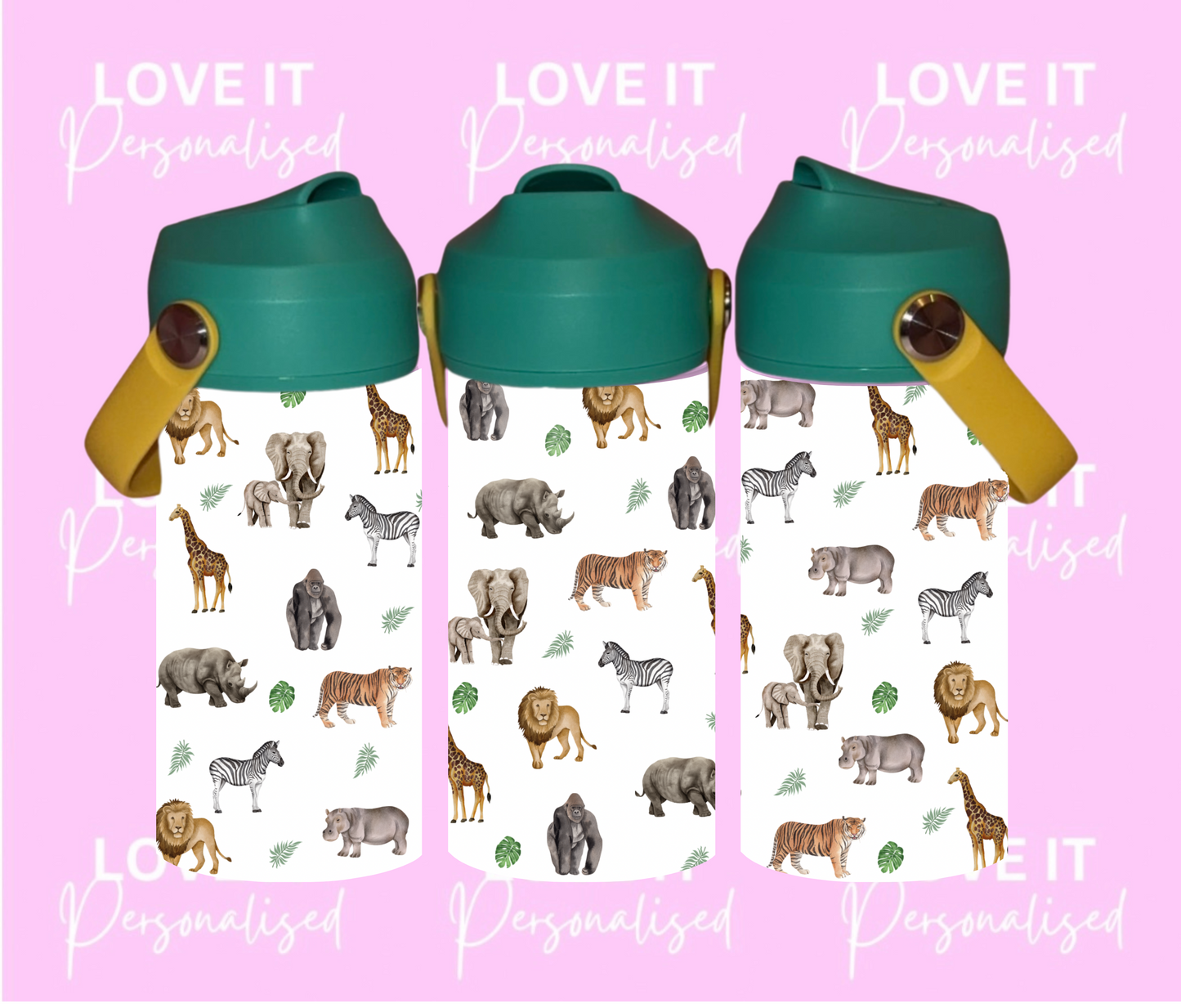 Safari Animals 12oz Water Bottle