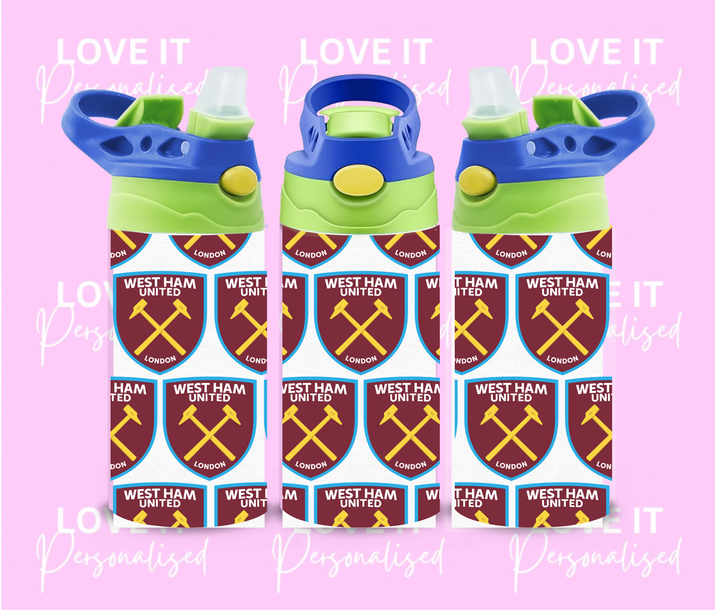 Football Badge Water Bottle (different lid colours)