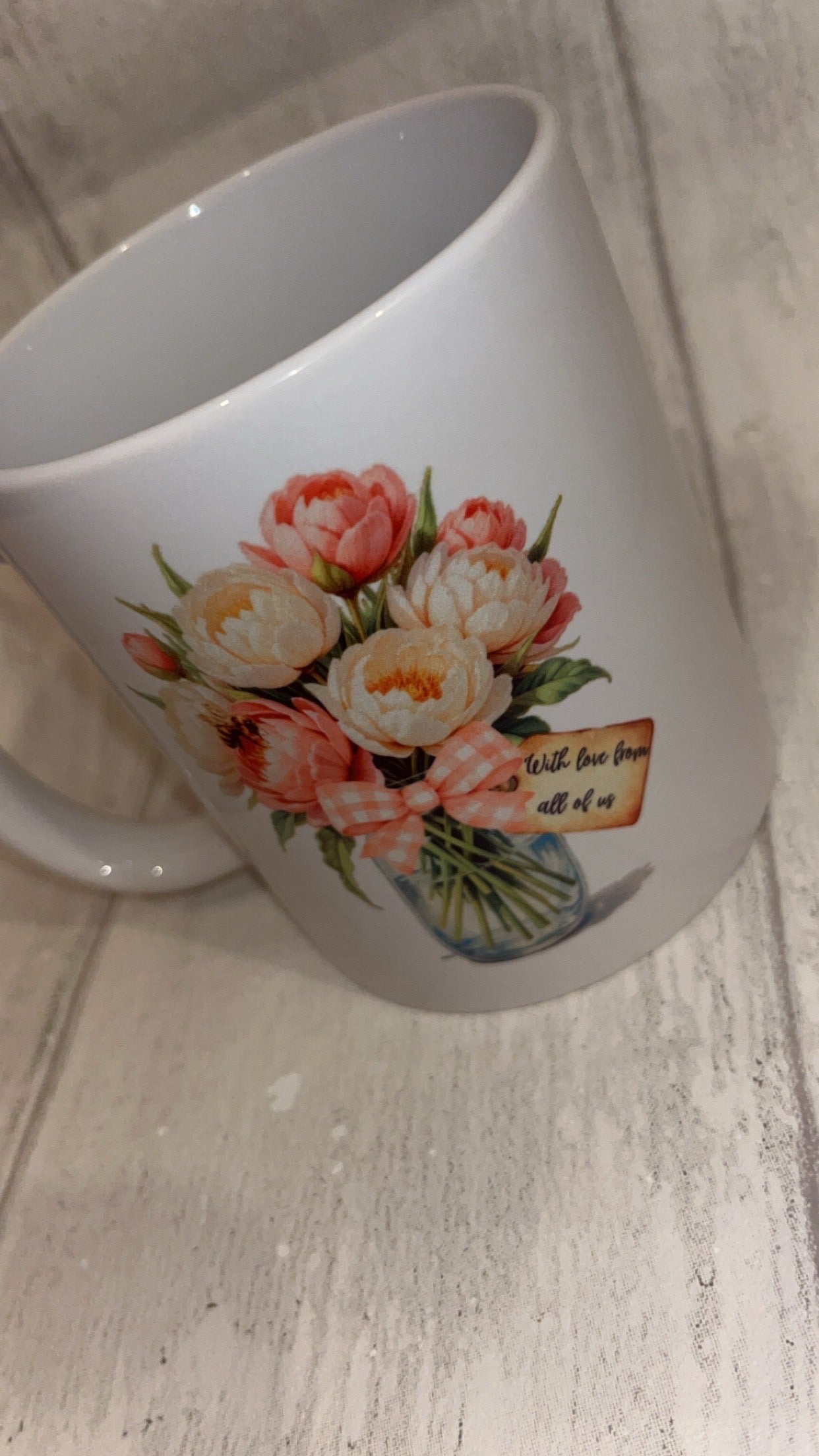 Personalised Pink Flowers Mug