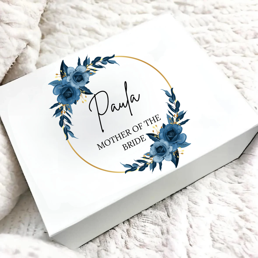 Personalised Navy Mother Of The Bride Magnetic Gift Box