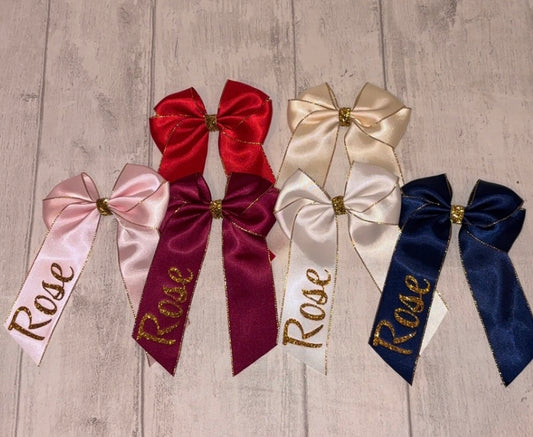 Personalised Glitter Hair Bow - 6 Inch