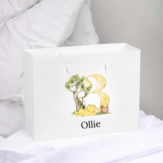 Personalised Birthday Gift Bag - Pooh Number Design