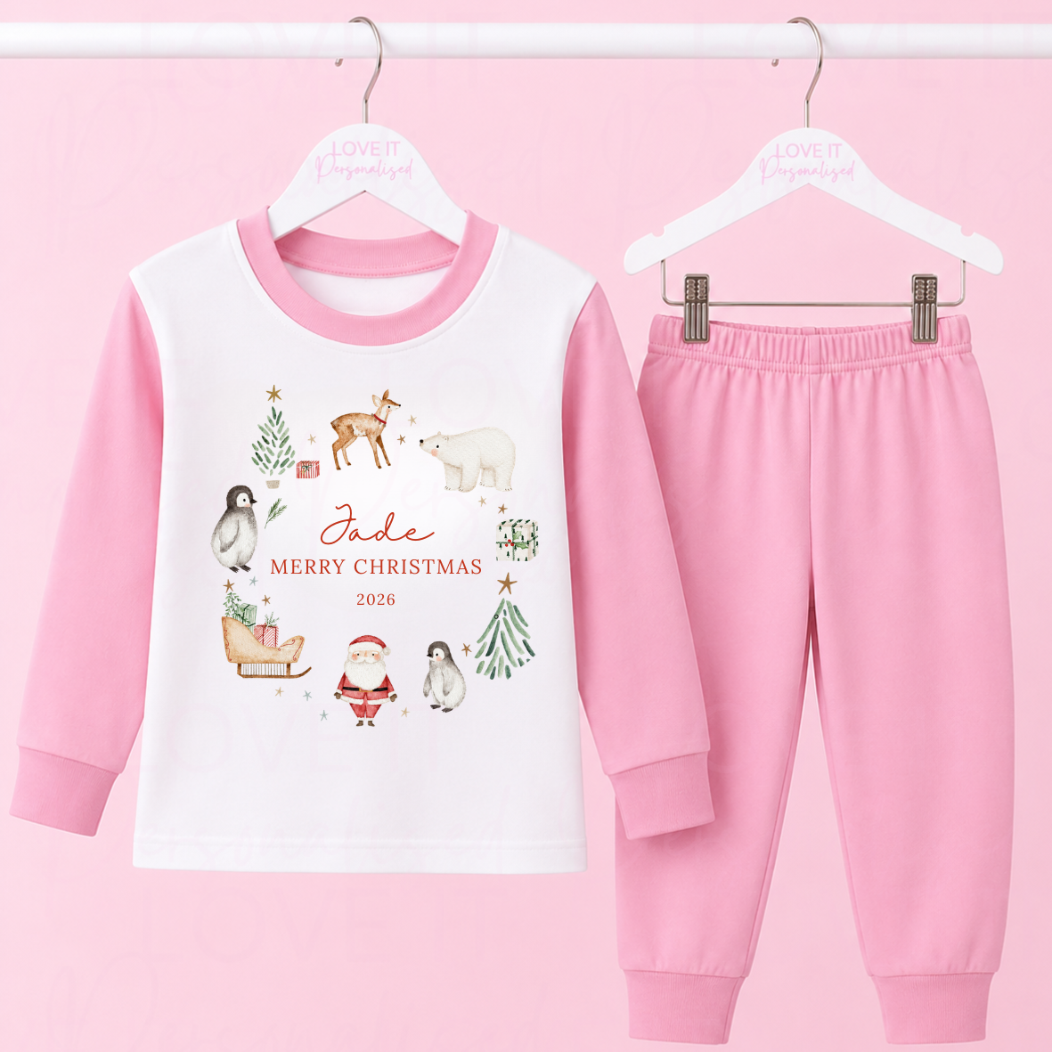 Personalised Christmas Wreath Pyjamas