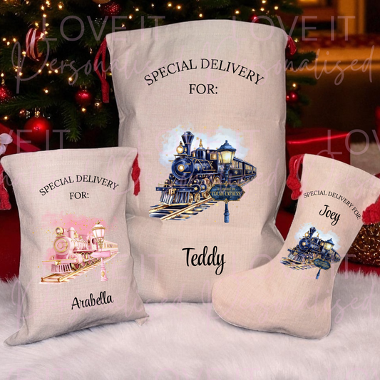 Personalised Christmas Express Train Stocking/Sack