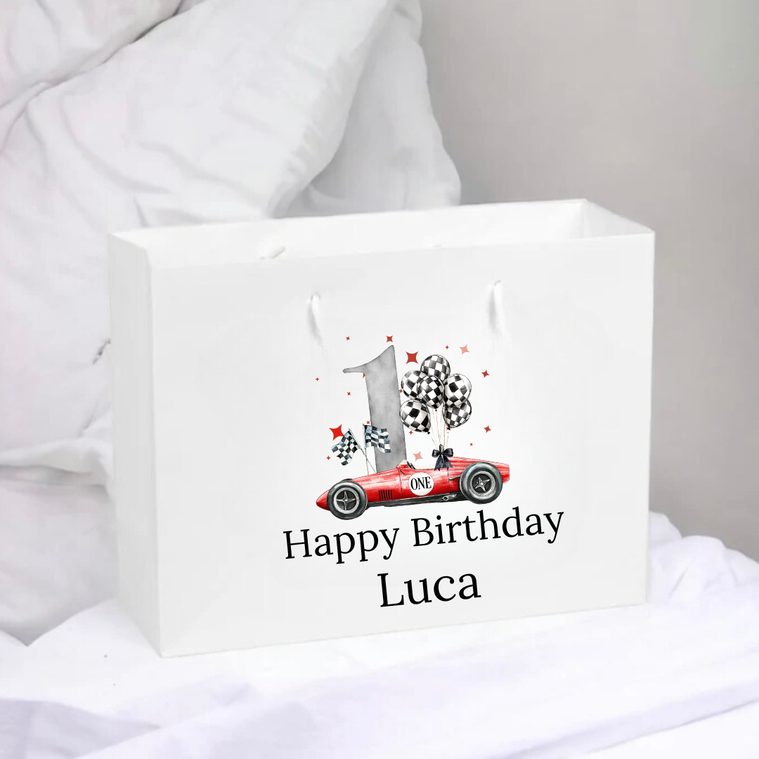 Personalised Birthday Gift Bag - Car Number Design