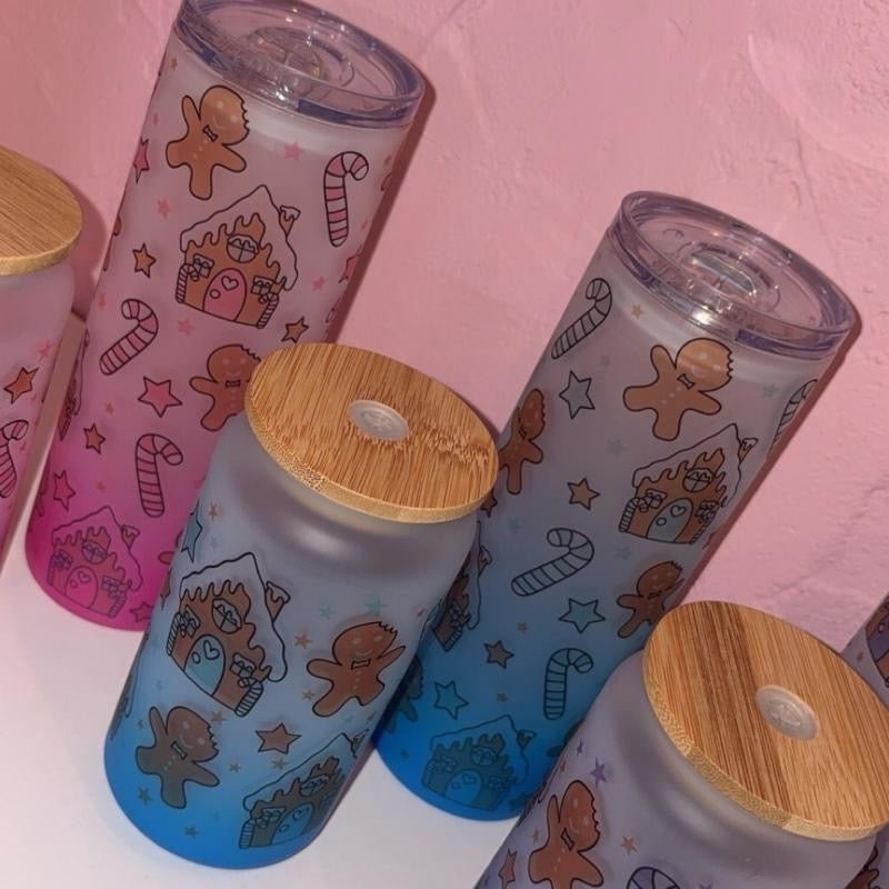 Gingerbread House Glass Libbey Can/Tumbler