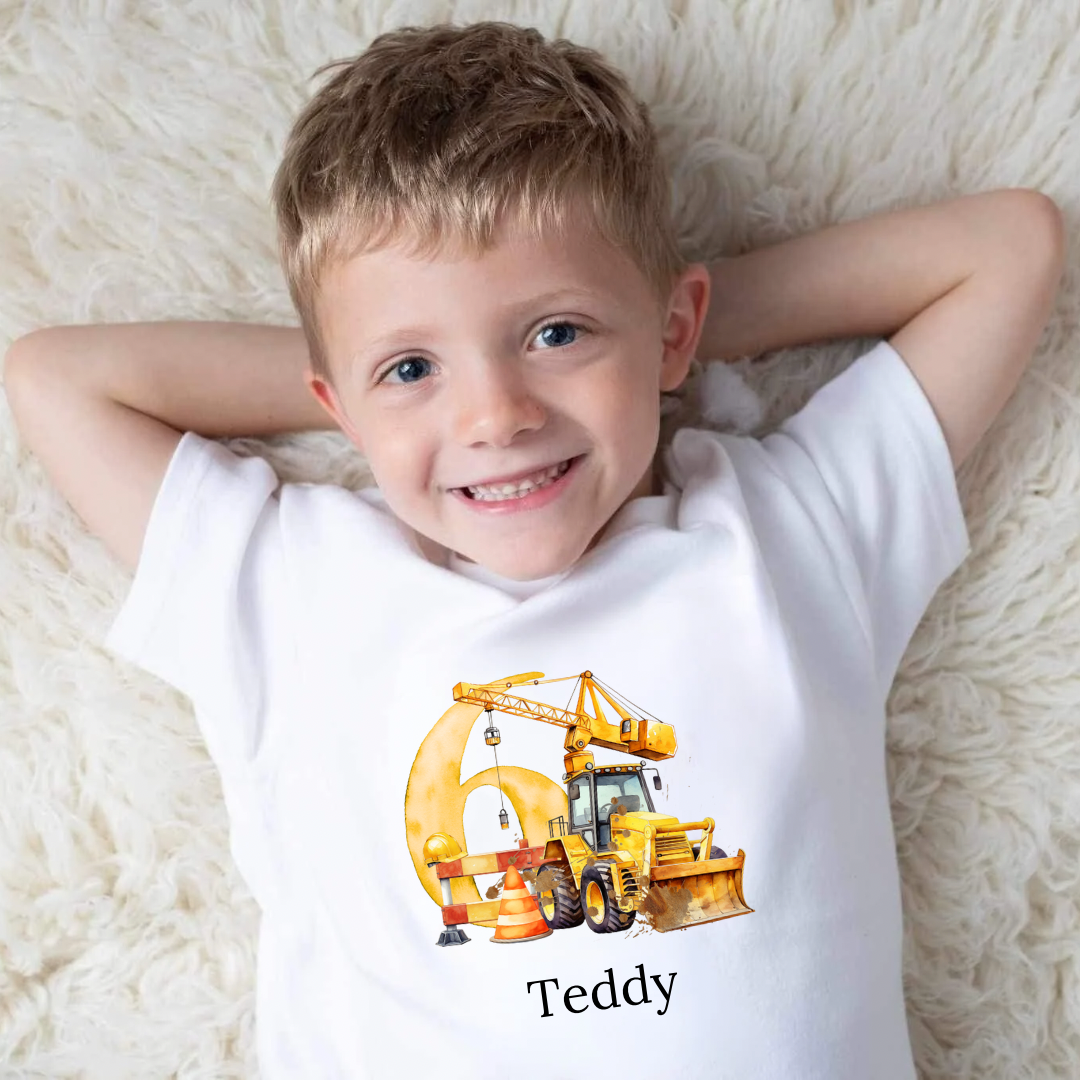 Personalised Birthday T-Shirt - Digger Design (1-10 ages)