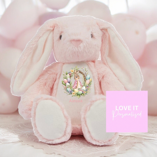 Personalised Easter Teddy - Pink Rabbit Design