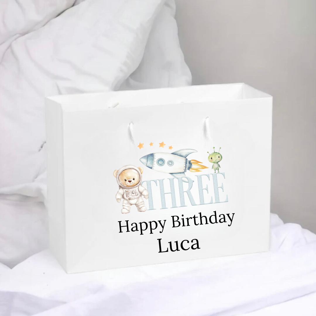 Personalised Birthday Gift Bag - Space Number Design