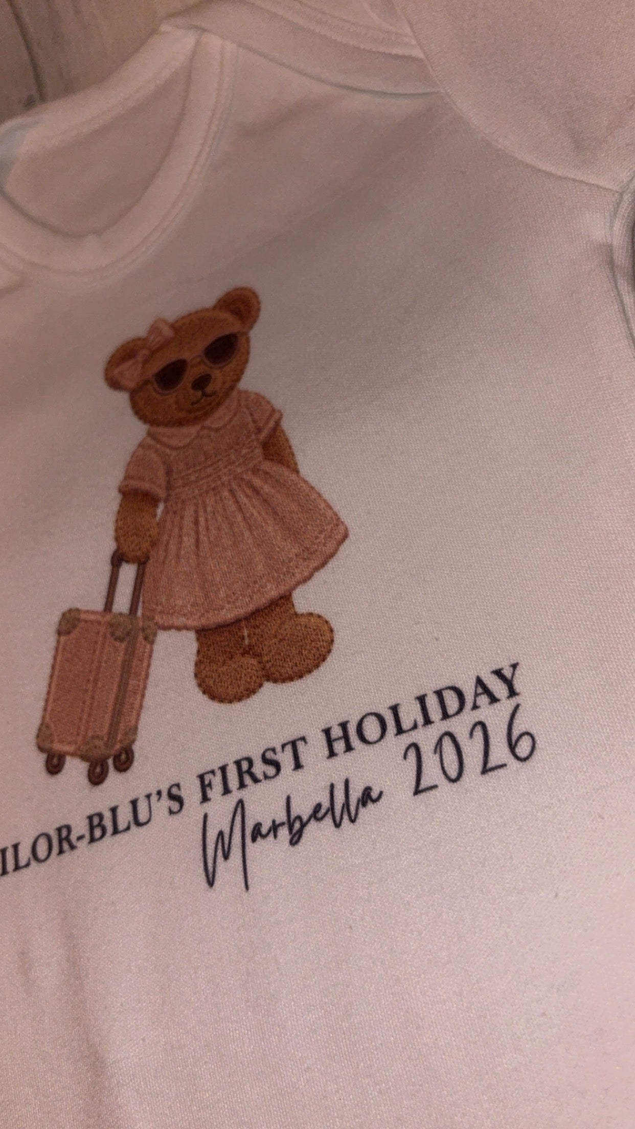 Personalised First Holiday Bear Bib/Bodysuit/Sleepsuit