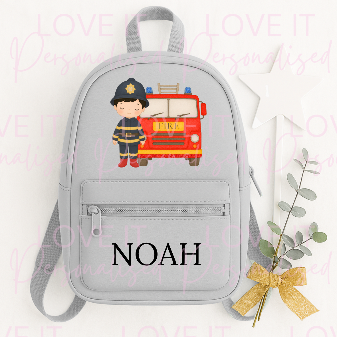 Personalised Children’s Mini 3 Fireman Truck Backpack