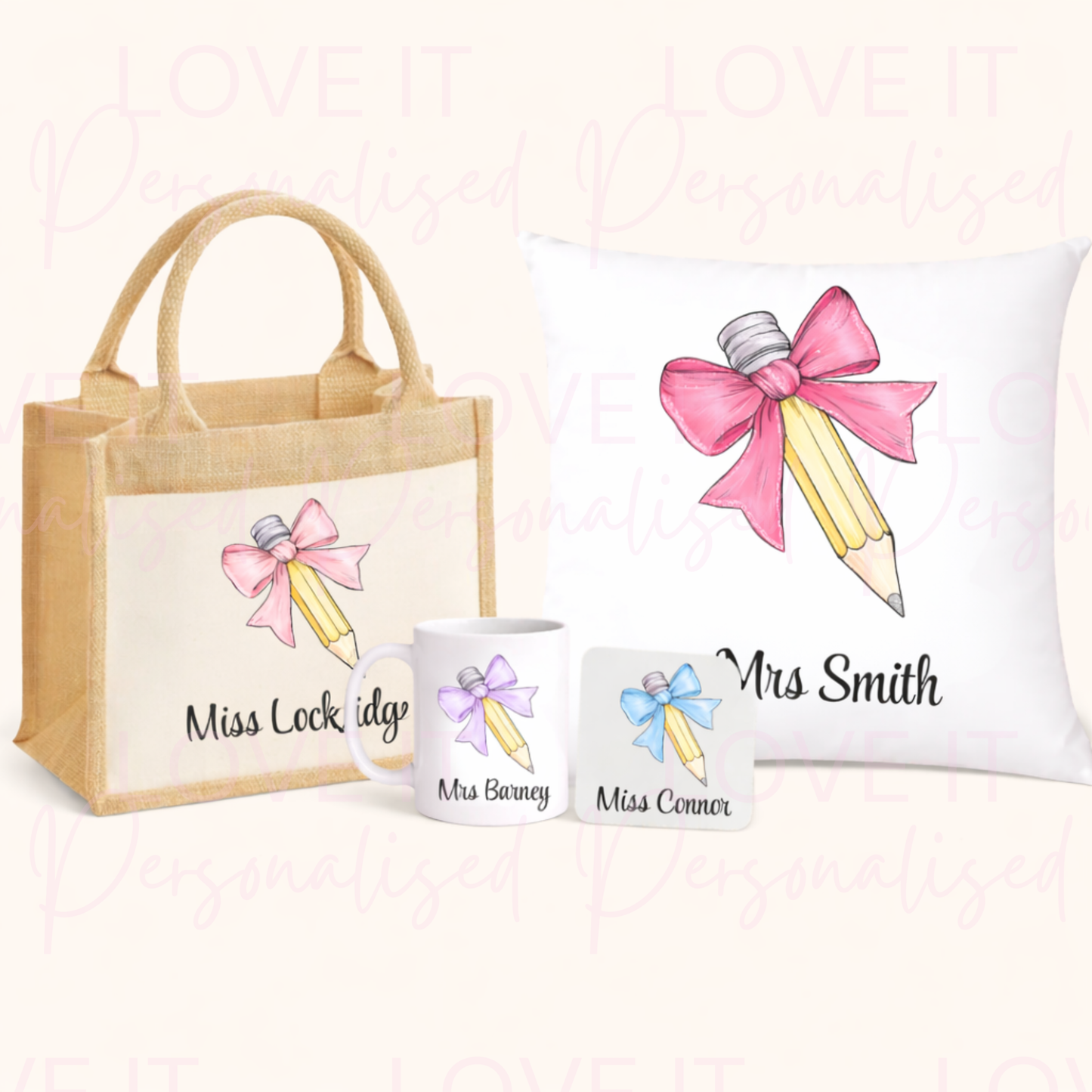 Personalised Bow Pencil Teacher Gifts - 7 colours