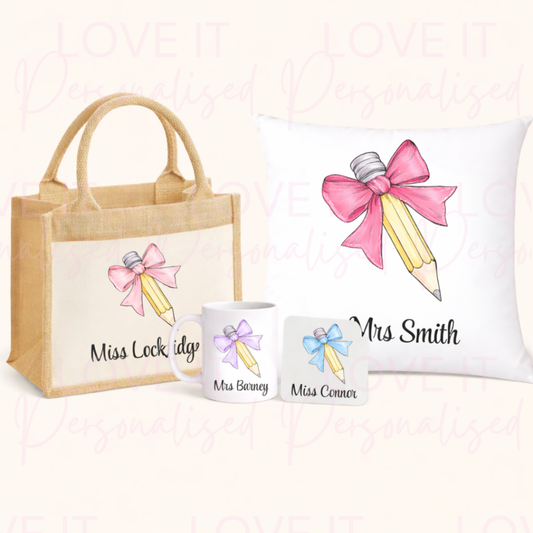 Personalised Bow Pencil Teacher Gifts - 7 colours