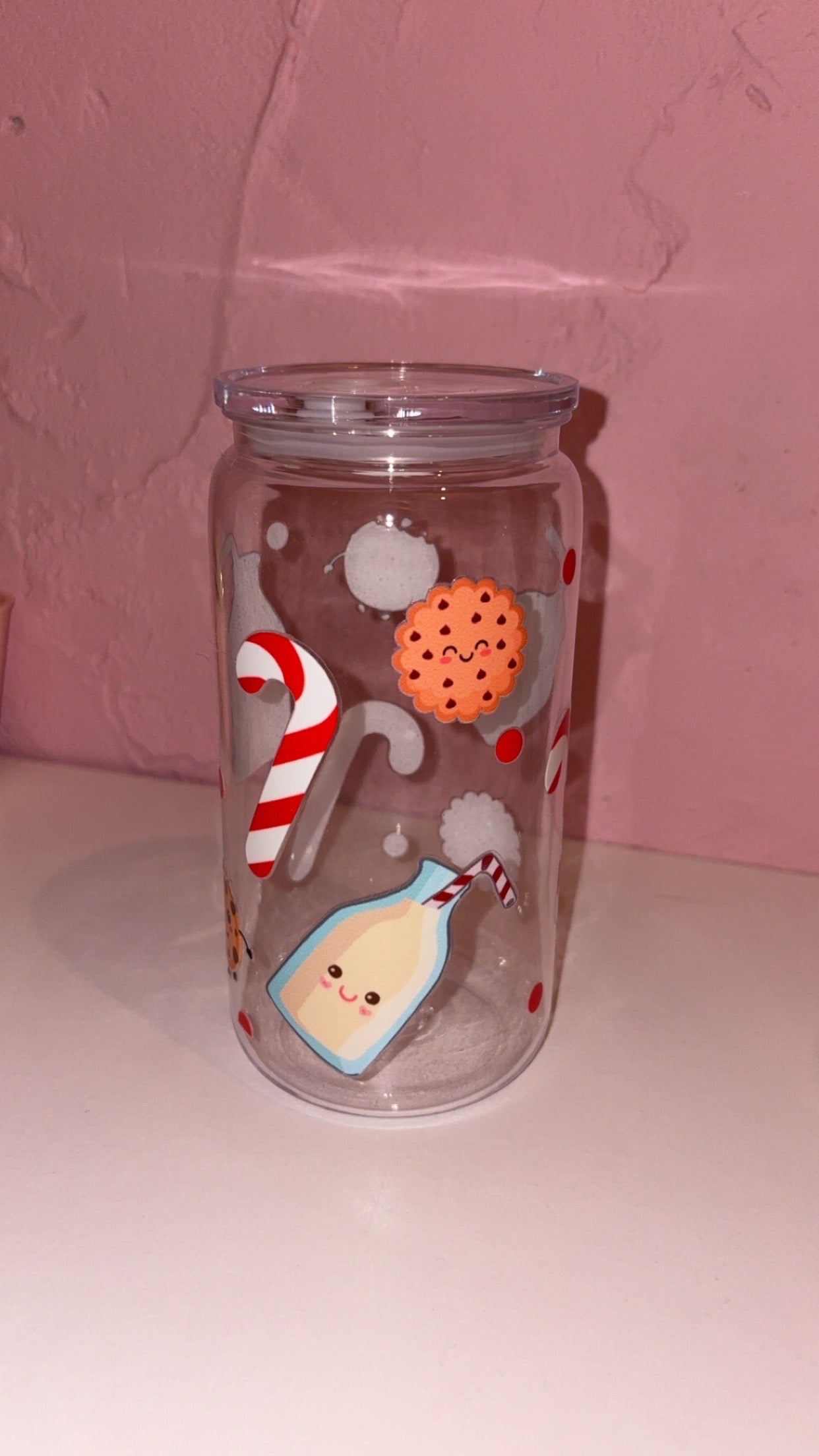 Christmas Designs 16oz Plastic/Glass Libbey Glass Can
